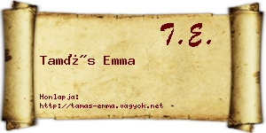 Tamás Emma névjegykártya